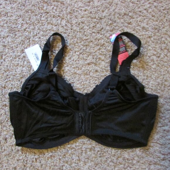 NWT Lilyette The Lily Fit 40DDD Black Underwire Lace Trim Natural Support Bra - Picture 2 of 2